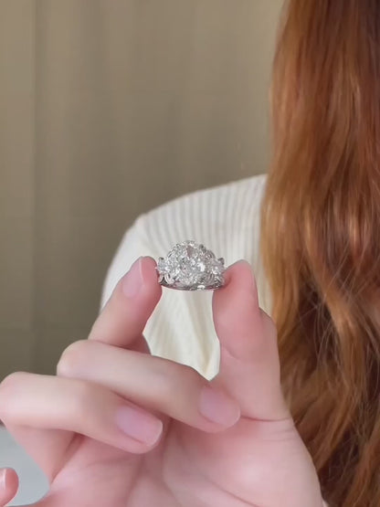 3.26 ct Celestial Oval-Cut Lab-Grown Diamond Three-Stone Ring in PT950 Platinum video