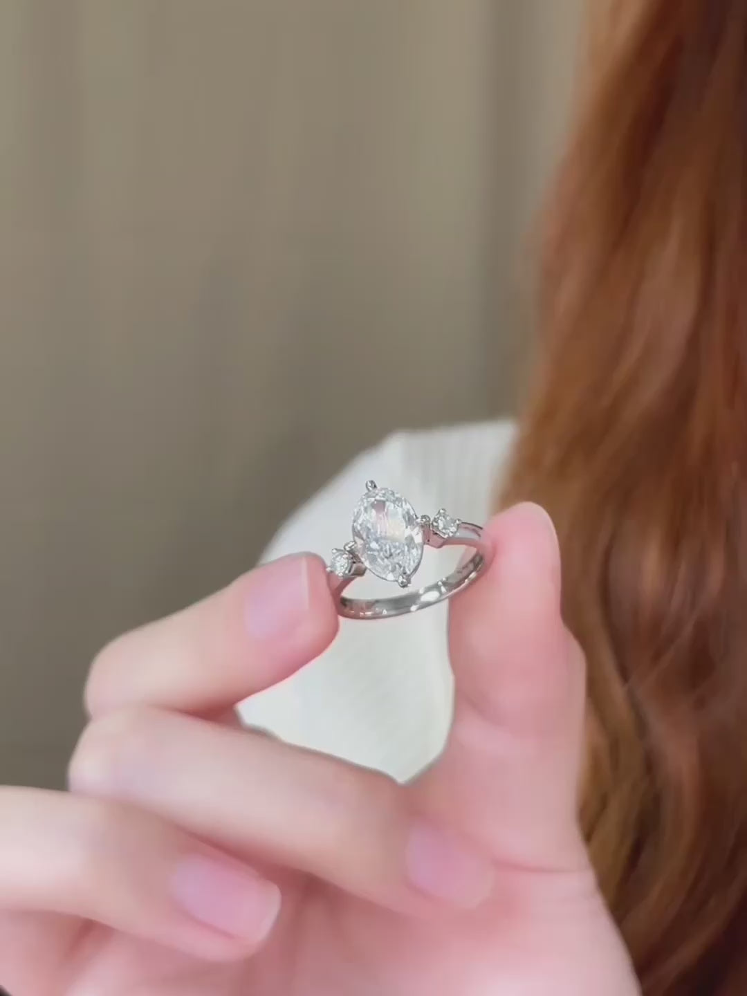2.46 ct Celestial Four-Prong Oval-Cut Lab-Grown Diamond Three-Stone Ring in PT950 Platinum video