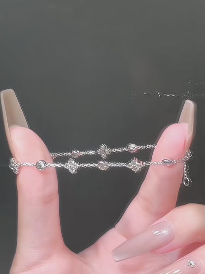 1.78 ctw Four-Leaf Clover Round-Cut Lab-Grown Diamond Bracelet in PT950 Platinum