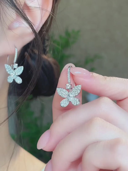 0.22 ctw Butterfly Round-Cut Lab-Grown Diamond Earrings in 18K White Gold