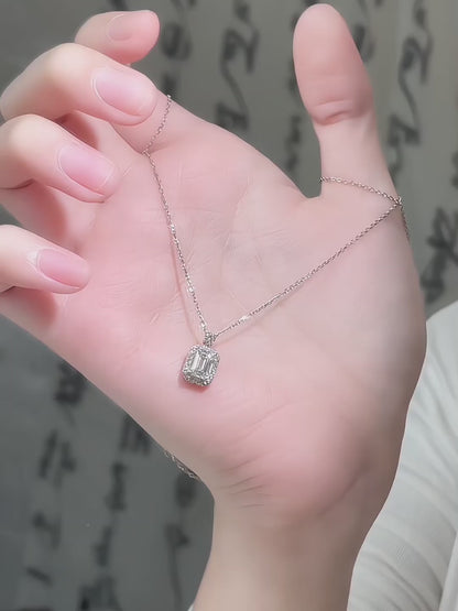 1.02 ct Emerald-Cut Lab-Grown Diamond Necklace in 18K White Gold video
