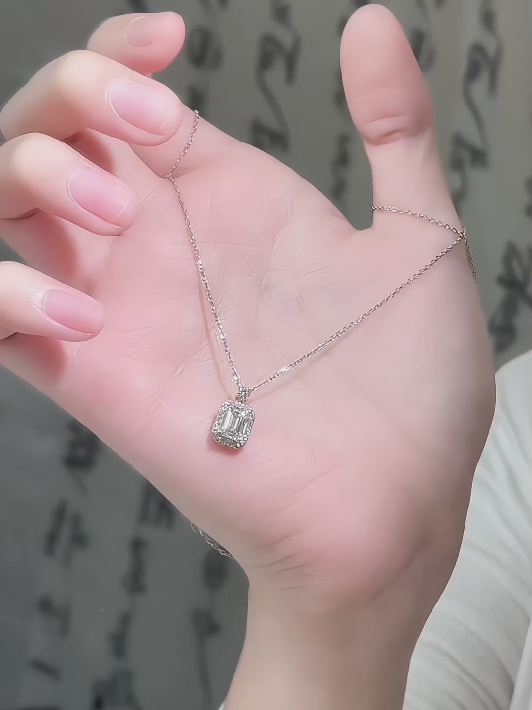 1.02 ct Emerald-Cut Lab-Grown Diamond Necklace in 18K White Gold video