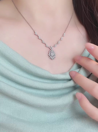 1.06 ct Statement Adjustable Pear-Cut Lab-Grown Diamond Necklace in 18K White Gold video
