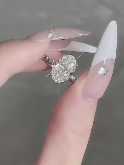 3 ct Oval-Cut Lab-Grown Diamond Ring in 18K White Gold – APYFR0055-W video