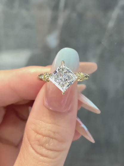 2.02 ct Minimalist Princess-Cut Lab-Grown Diamond Ring in 18K Yellow Gold – APYFR0079-Y video