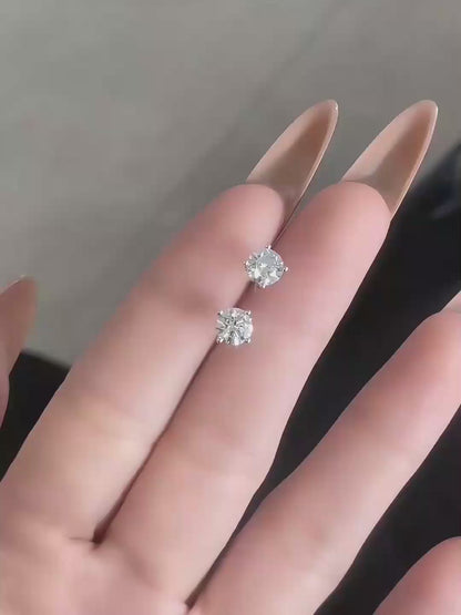 1.02 ctw Minimalist Four-Prong Princess-Cut Lab-Grown Diamond Earrings in 18K White Gold