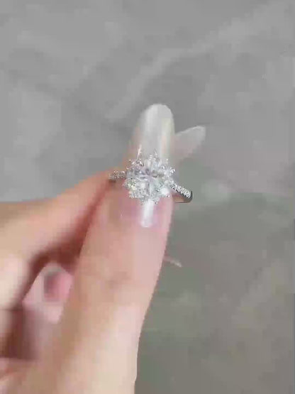 1.07 ct Floral Four-Prong Round-Cut Lab-Grown Diamond Ring in 18K White Gold video