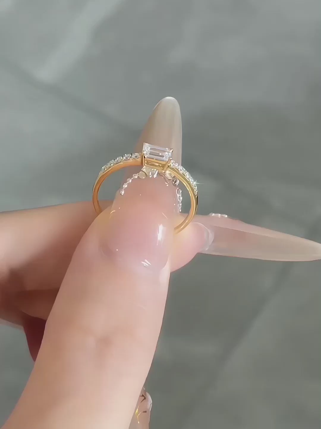 0.31 ct Emerald-Cut Lab-Grown Diamond Ring in 18K Yellow Gold – APYFR0187-Y video
