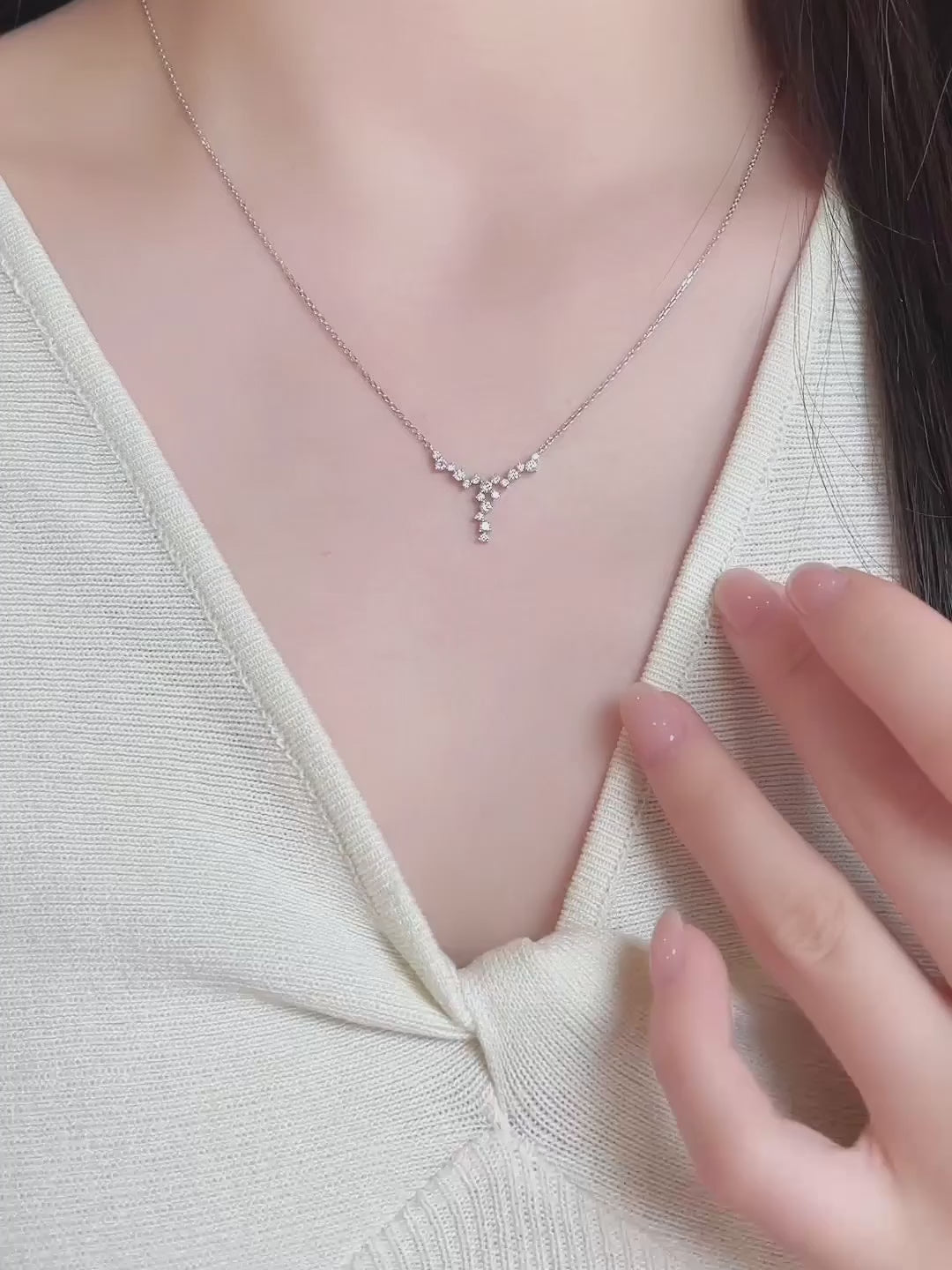 0.32 ctw Round-Cut Lab-Grown Diamond Necklace in 18K White Gold – APYN0227-W video