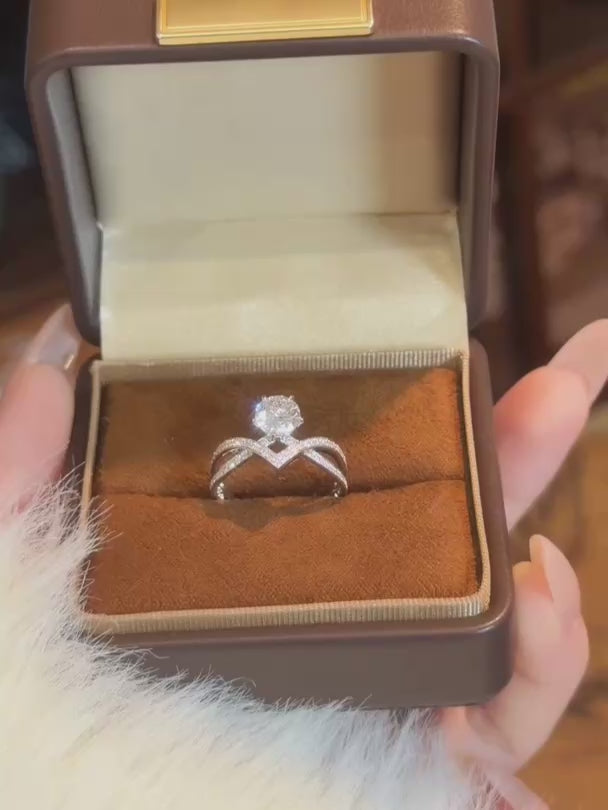 1.03 ct Cross Round-Cut Lab-Grown Diamond Ring in 18K White Gold video