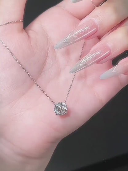 2.17 ct Adjustable Princess-Cut Lab-Grown Diamond Necklace in PT950 Platinum video