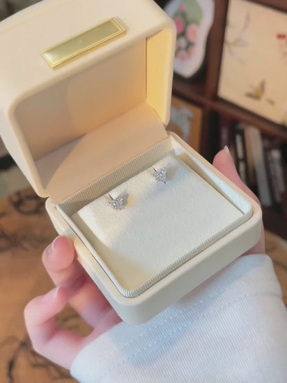 0.47 ctw Three-Stone Heart-Cut Lab-Grown Diamond Earrings in 18K White Gold