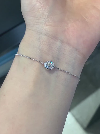 0.51 ctw Minimalist Round-Cut Lab-Grown Diamond Bracelet in 18K White Gold