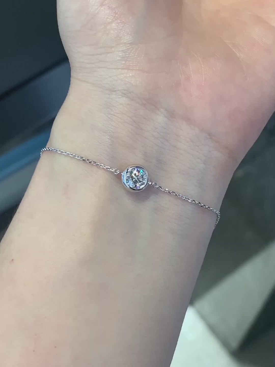 0.51 ctw Minimalist Round-Cut Lab-Grown Diamond Bracelet in 18K White Gold