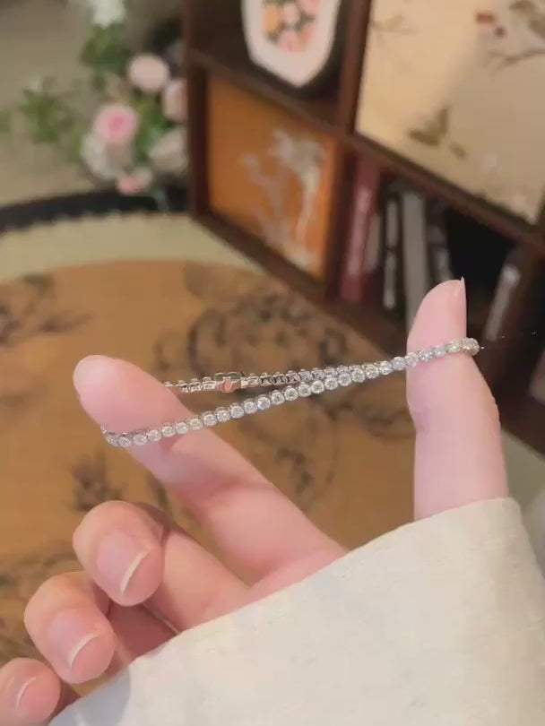 3.29 ctw Statement Round-Cut Lab-Grown Diamond Bracelet in 18K White Gold