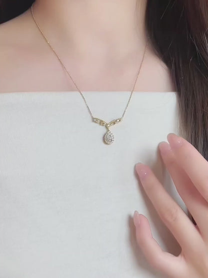0.75 ct Celestial Adjustable Oval-Cut Lab-Grown Diamond Necklace in 18K Yellow Gold video