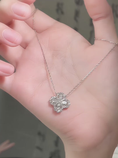 1.19 ctw Four-Leaf Clover Mixed-Cut Lab-Grown Diamond Necklace in 18K White Gold – APYN0127-W video