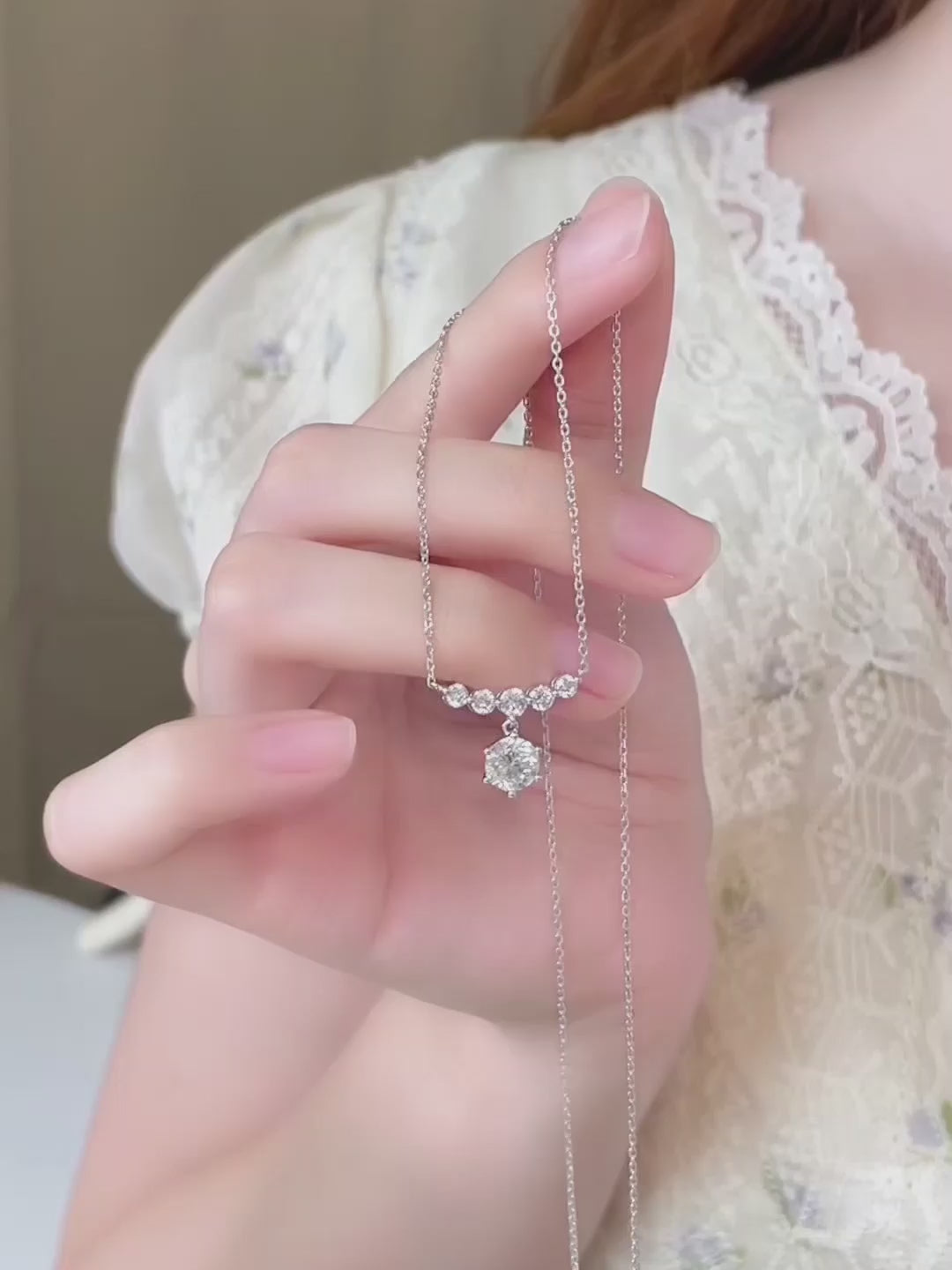 1.1 ct Adjustable Round-Cut Lab-Grown Diamond Necklace in PT950 Platinum video