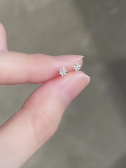 0.22 ctw Four-Prong Cushion-Cut Lab-Grown Diamond Earrings in 18K Yellow Gold