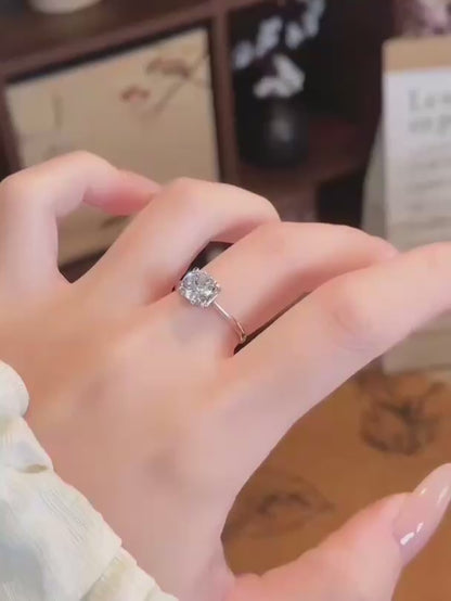 1.01 ct Classic Four-Prong Cushion-Cut Lab-Grown Diamond Ring in 18K White Gold video
