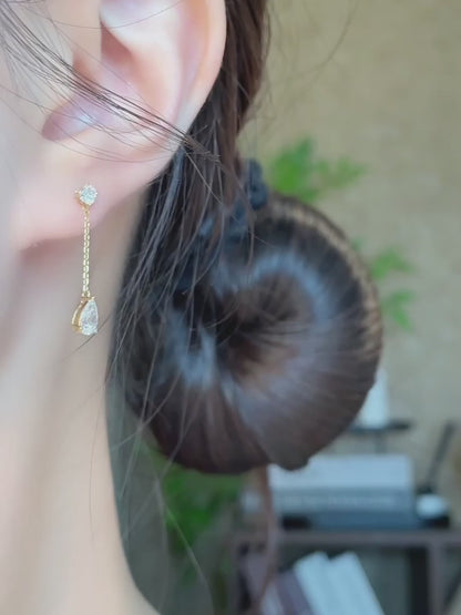 0.63 ctw Celestial Pear-Cut Lab-Grown Diamond Drop Earrings in 18K Yellow Gold
