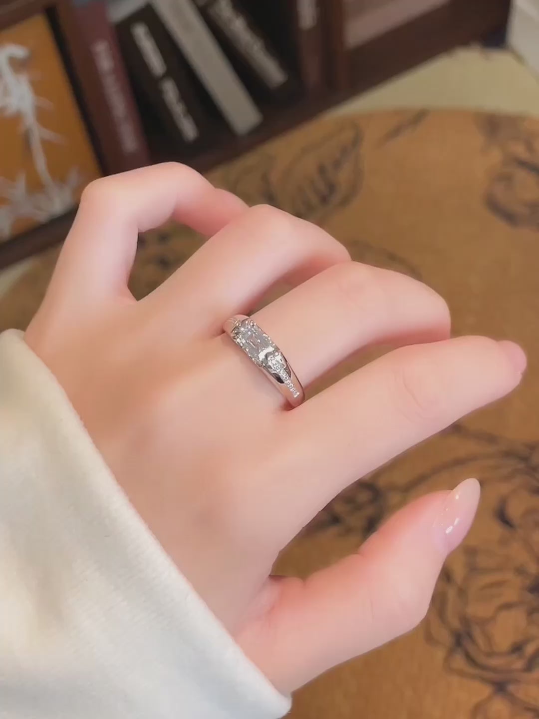 1 ct Minimalist Emerald-Cut Lab-Grown Diamond Ring in 18K White Gold – APYMR0002-W video