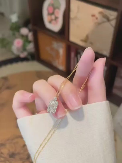 3.03 ct Vintage Adjustable Radiant-Cut Lab-Grown Diamond Necklace in 18K Yellow Gold video