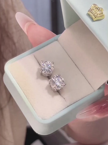 1.1 ctw Minimalist Four-Prong Round-Cut Lab-Grown Diamond Earrings in PT950 Platinum