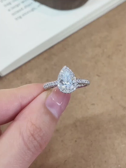 1.02 ct Celestial Pear-Cut Lab-Grown Diamond Ring in 18K White Gold – APYFR0228-W video