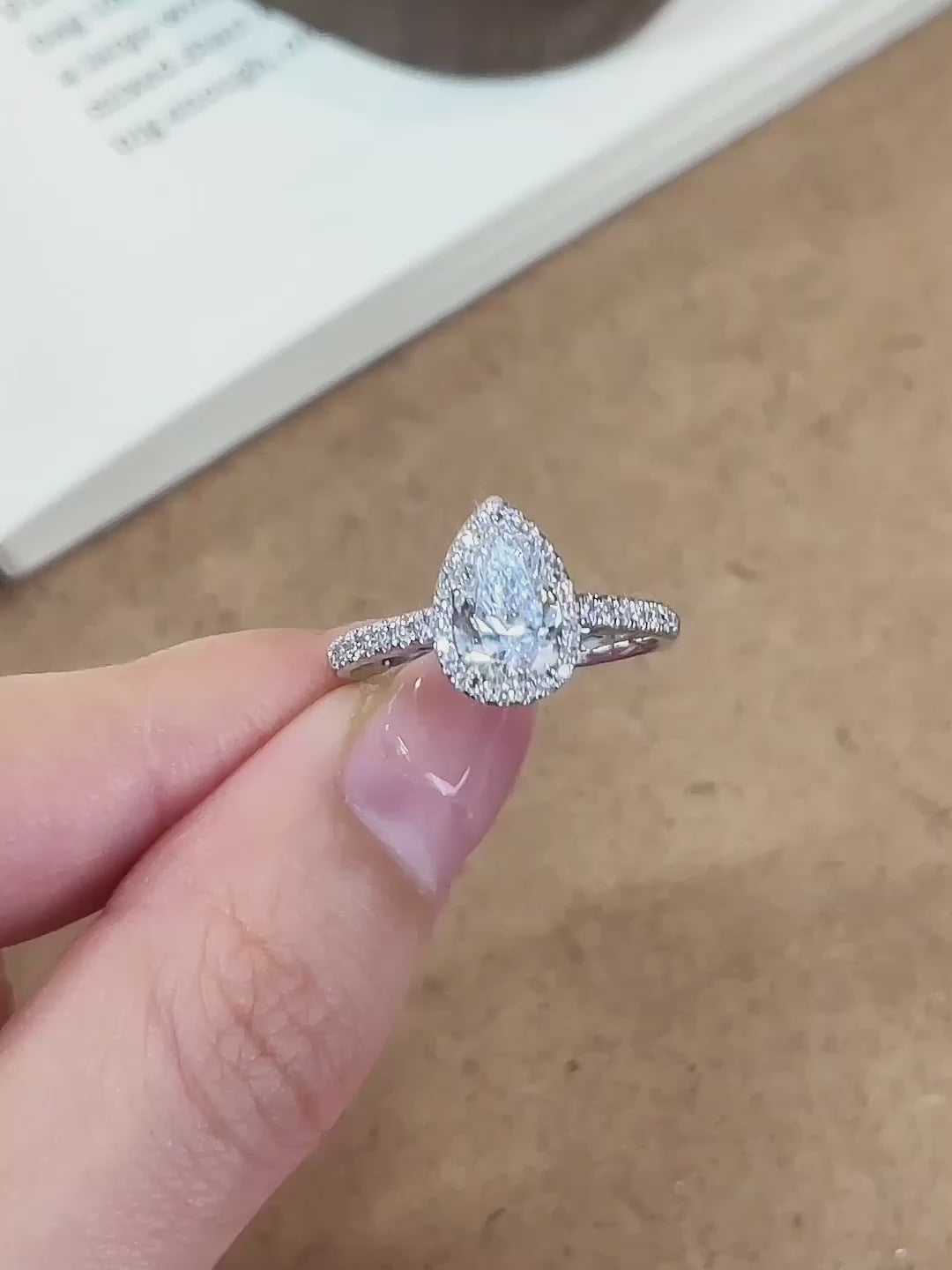 1.02 ct Celestial Pear-Cut Lab-Grown Diamond Ring in 18K White Gold – APYFR0228-W video