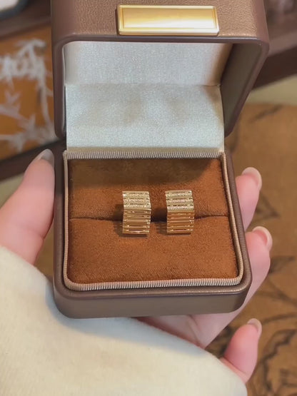 0.24 ctw Geometric Round-Cut Lab-Grown Diamond Earrings in 18K Yellow Gold