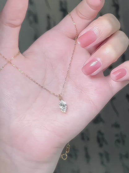 1.07 ct Minimalist Marquise-Cut Lab-Grown Diamond Necklace in 18K Yellow Gold – APYN0125-Y video
