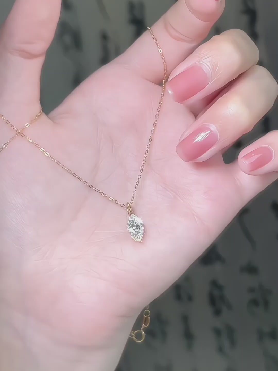 1.07 ct Minimalist Marquise-Cut Lab-Grown Diamond Necklace in 18K Yellow Gold – APYN0125-Y video