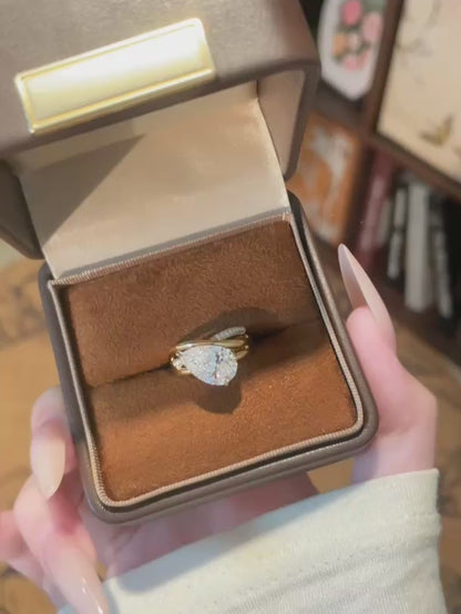 3.02 ct Celestial Pear-Cut Lab-Grown Diamond Ring in 18K Yellow Gold – APYFR0434-Y video