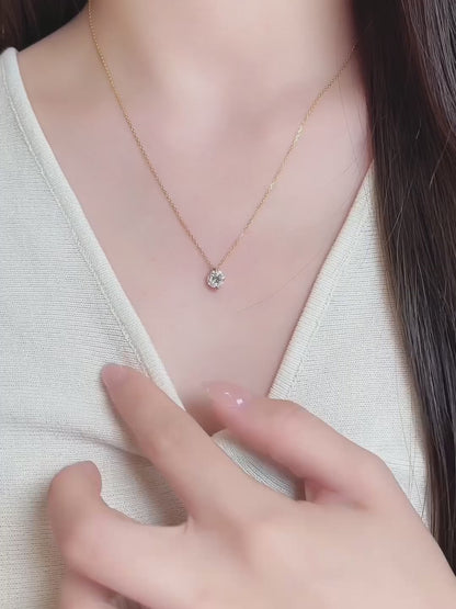 1.08 ct Minimalist Adjustable Round-Cut Lab-Grown Diamond Necklace in 18K Yellow Gold – APYN0232-Y video