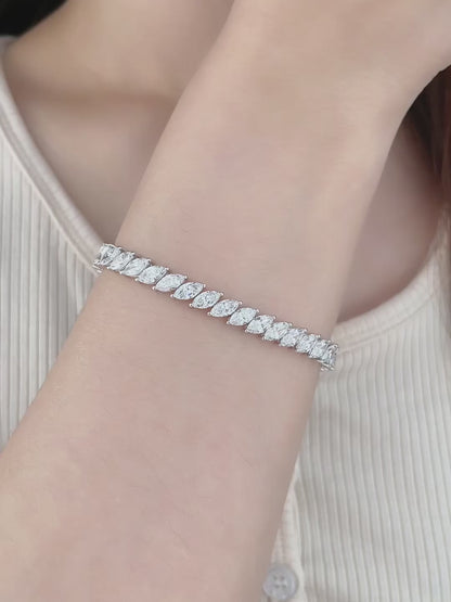 12.15 ctw Celestial Marquise-Cut Lab-Grown Diamond Bracelet in 18K White Gold
