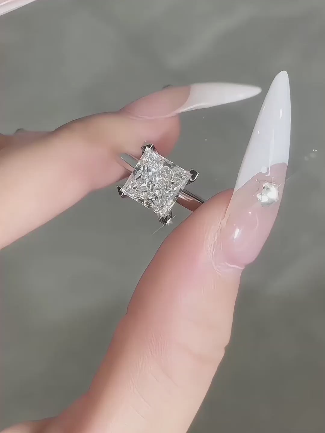 3.02 ct Minimalist Four-Prong Princess-Cut Lab-Grown Diamond Ring in PT950 Platinum – APYFR0146-PT video