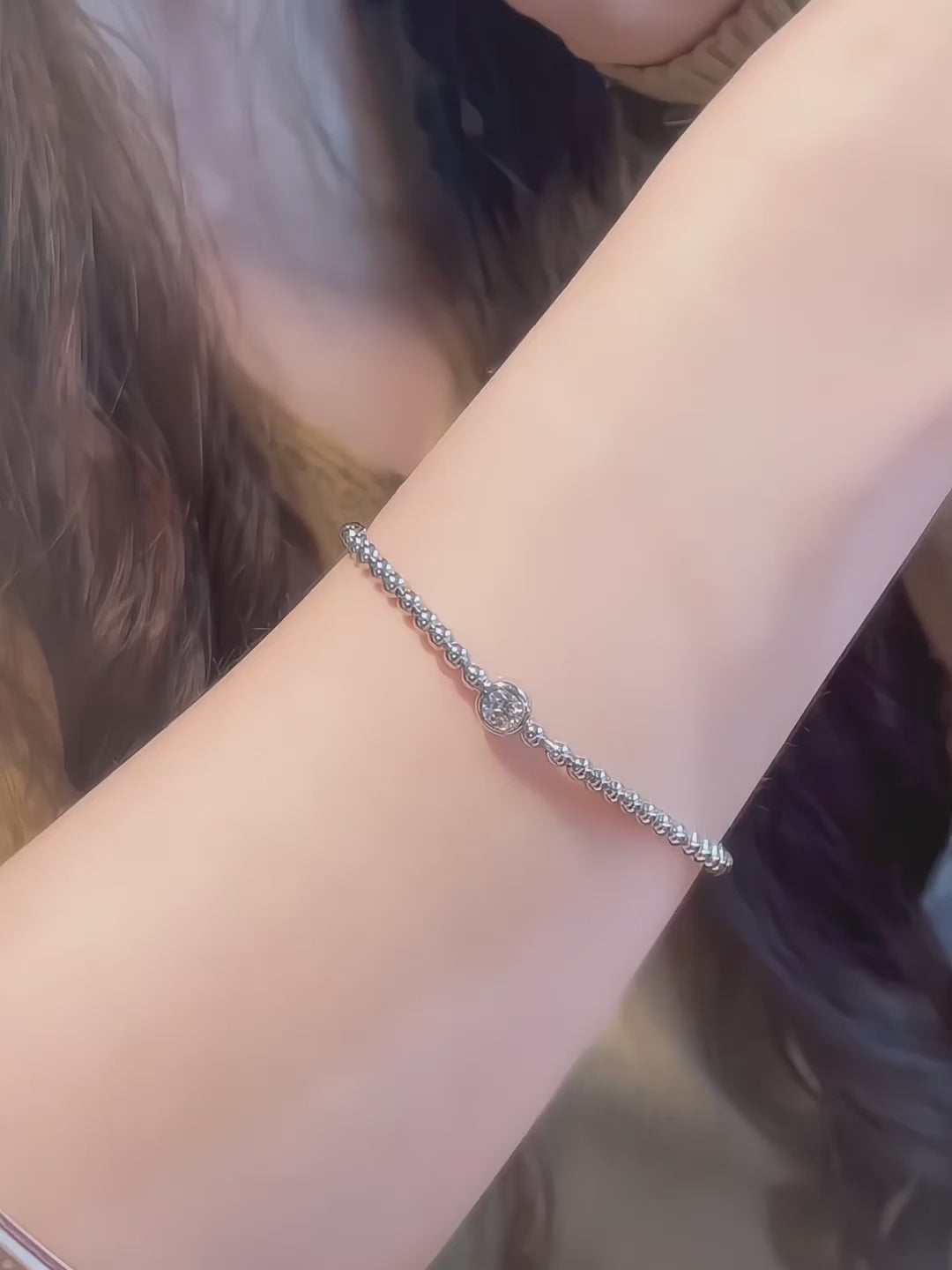 0.32 ctw Minimalist Round-Cut Lab-Grown Diamond Bracelet in 18K White Gold
