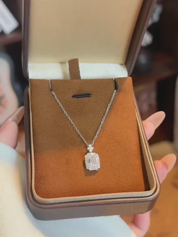 2 ct Emerald-Cut Lab-Grown Diamond Pendant in 18K White Gold