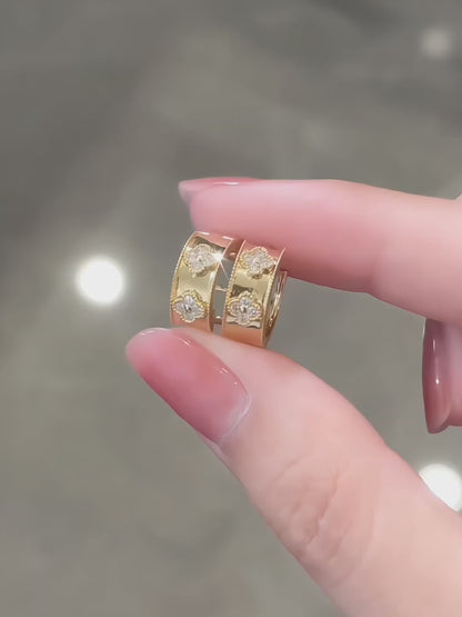 0.16 ctw Floral Round-Cut Lab-Grown Diamond Earrings in 18K Yellow Gold