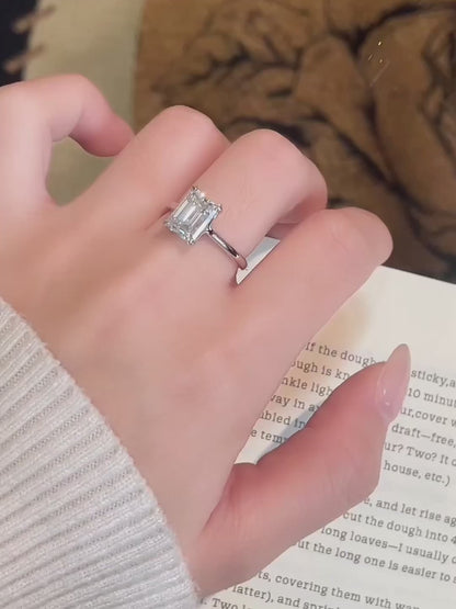 3.19 ct Celestial Emerald-Cut Lab-Grown Diamond Ring in 18K White Gold – APYFR0197-W video