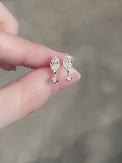 0.84 ctw Celestial Marquise-Cut Lab-Grown Diamond Stud Earrings in 18K Yellow Gold