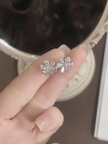 2.05 ctw Floral Mixed-Cut Lab-Grown Diamond Earrings in PT950 Platinum