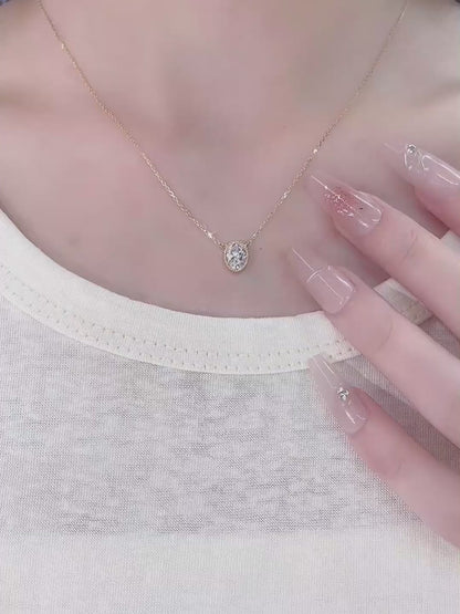 1.02 ct Minimalist Oval-Cut Lab-Grown Diamond Necklace in 18K Yellow Gold – APYN0022-Y video