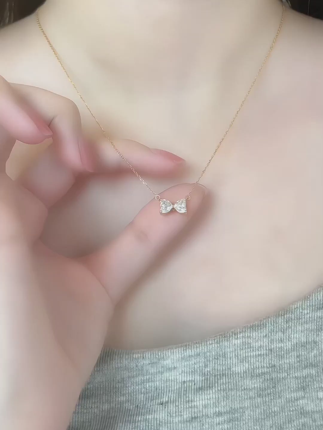1.06 ctw Butterfly Adjustable Heart-Cut Lab-Grown Diamond Necklace in 18K Yellow Gold video