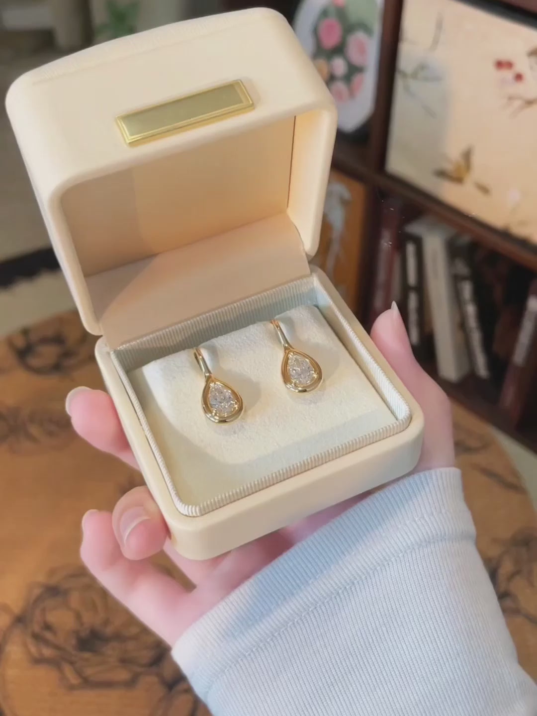 2.03 ctw Minimalist Pear-Cut Lab-Grown Diamond Drop Earrings in 18K Yellow Gold