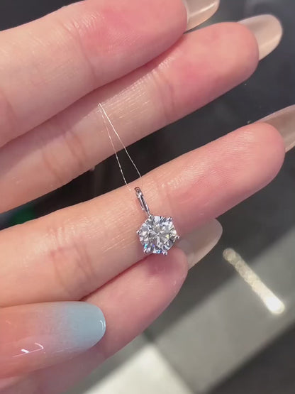 Minimalist Round-Cut Lab-Grown Diamond Pendant in 18K White Gold video