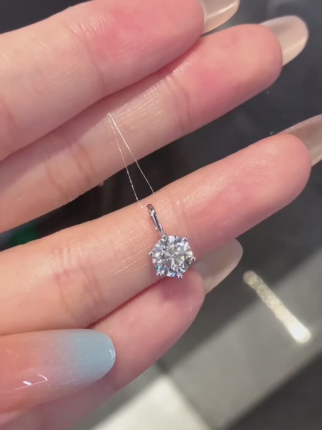 Minimalist Round-Cut Lab-Grown Diamond Pendant in 18K White Gold video