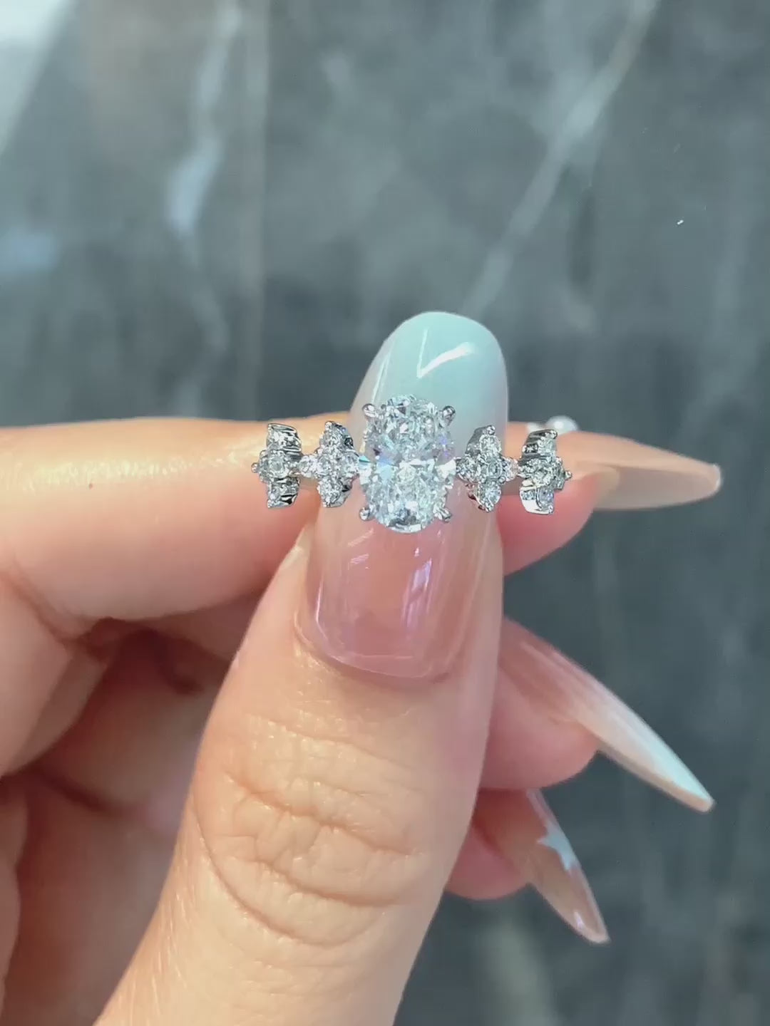 2.03 ct Four-Leaf Clover Round-Cut Lab-Grown Diamond Ring in 18K White Gold video