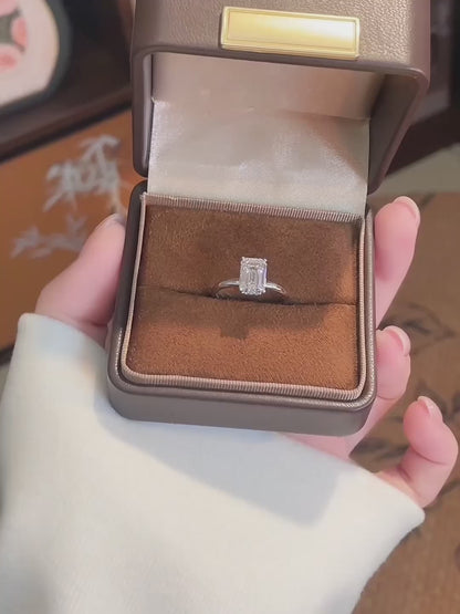 2.61 ct Minimalist Four-Prong Emerald-Cut Lab-Grown Diamond Ring in 18K White Gold video